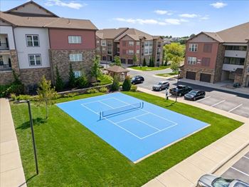 Aerial view of tennis court